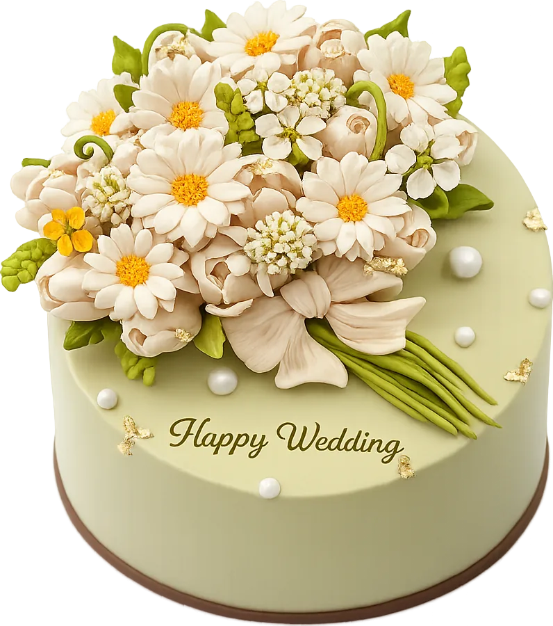 White wedding flower cake
